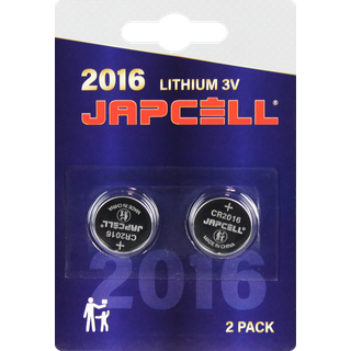 Japcell batteri CR2016 lithium batteri, 2 pak