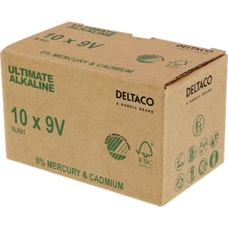 Deltaco Ultimate battery - Nordic Swan ecolabelled - 10 x 6LR61 - Alkaline