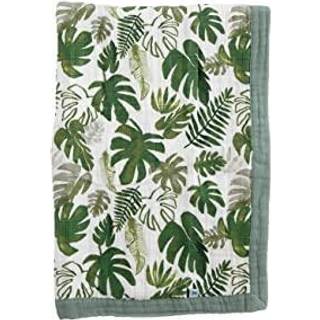 Lille Unicorn Tropical Leaf Cotton Muslin Quilt Modtagende t?ppe | 100% bomuld | Super bl?d | Babyer og sm?b?rn | 30 x 40 | Maskinens vaskbar