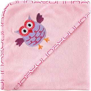 Luvable Friends Unisex Baby Hooded H?ndkl?de og vaskekluta Pink Owl One St?rrelse