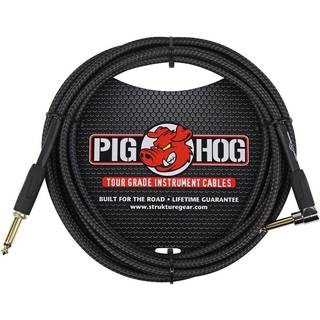 Pig Hog """"Black Woven"""" v?vet jakke Tour Grade instrumentkabel 10 fod retvinklet