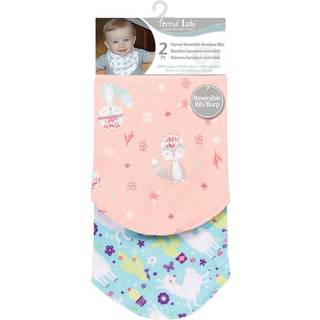 Trend Lab Southwest Llama 2 Pack Reversible Flannel Bandana Bib Set-Fox/Dot Llama/Chevron Prints Pinks Mint Gray Turquoise Lime 100% Bomuld Flann