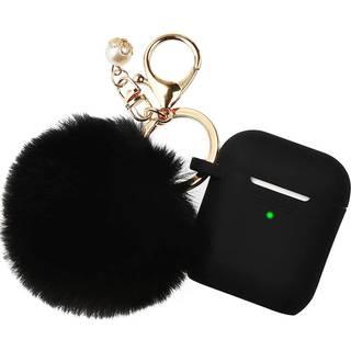 Filoto AirPods Case Cover til Apple AirPods 2 & 1 S?d silikonebeskyttelsestilbeh?r/n?glering/pompom til piger og kvinder Bourgogne