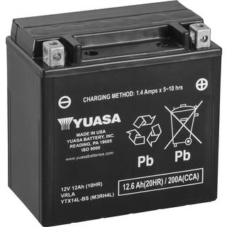 Yuasa YTX14L-BS 12V AGM Batteri til Motorcykel