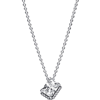 Pandora Sparkling Rectangular Halo Necklace - 45cm - Silver