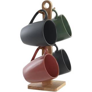 4 Dele krussæt DKD Home Decor Grøn Pink Mørkegrå Stentøj 300 ml 19 x 13 x 31 cm