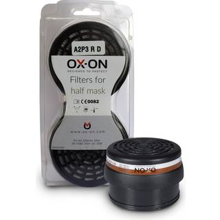 OX-ON filtersæt A2P3D filtre til anvendelse mod organiske dampe, faste og væskeformige partikler. 2 stk