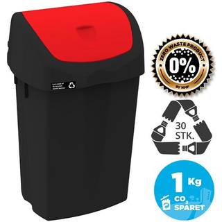 Nordic recycle affaldsbeholder med vippelåg 25 liter sort og rødt