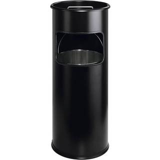 Durable 17 liter metal affaldsspand rund med askebæger sort