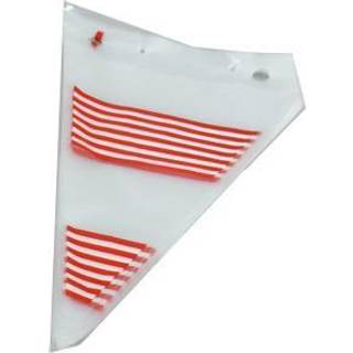 Slikpose spids plast 20x31cm 1000 stk Med røde striber