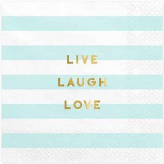 20 stk. Live Laugh Love, lyseblå frokostservietter