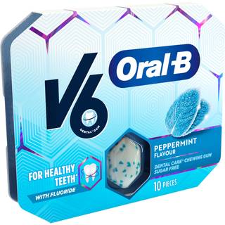 V6 Oral-B Peppermint Tyggegummi Med Fluor