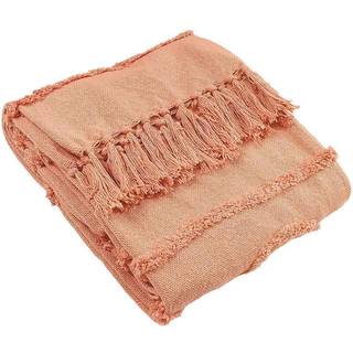 Furn furn. Pink 100% Cotton Jakarta Woven Tufted Fringed Throw