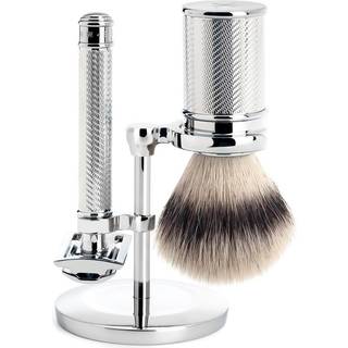 Mühle Barbersæt med DE-skraber, Barberkost og holder, Traditional, Krom