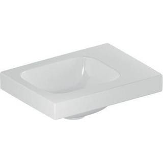 Geberit iCon Light håndvask: Hvid / KeraTect, B=38cm, H=13cm, T=28cm, Hanehul=Uden, Overløb=Uden, Opbevaringsflade=Til højre