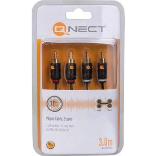 QNECT Stereo RCA-kabel, 2xRCA-han - 2xRCA-han, 3 m