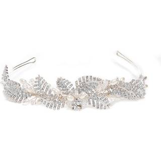 Jon Richard Jon Richard Silver Tone Leah Crystal Pave Gift Pouch Leaf And Pearl Tiara