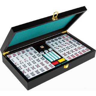 Legacy Deluxe Mahjong: Klassisk 4-spiller Mahjong-spil med to-tonede brikker og træboks med foring (Alder 8+)