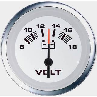 Voltmeter Veethree Lido, dugfri, Ø52 mm, 12 V, sølv/hvid, 8 - 18 V