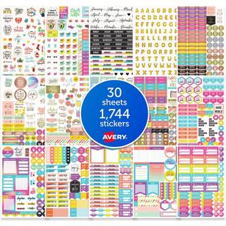 Avery Planner Stickers Variety Pack 30 ark klistermærker Set på 1 656 Produktivitetsklistermærker til din Planner Journal eller Kalender (6785)