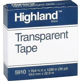 Highland Transparent Tape 1 Roll 3/4 """" X 1296 """" 1 tommer Core Clear (MMM5910341296)
