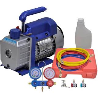 ettrins-vakuumpumpe med tovejs-trykmålersæt med manifold