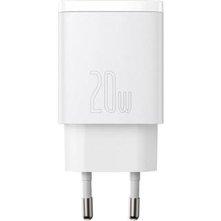 Baseus Compact Oplader 20W - USB-C PD3.0, USB QC3.0 - Hvid
