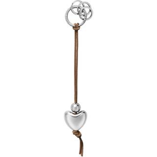 Georg Jensen Nøglering Hjerte i aluminium med lædersnor