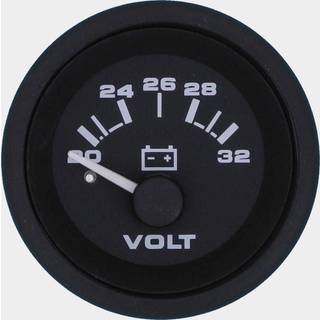 Voltmeter Veethree Black Premier, dugfri, Ø52 mm, 12 V, sort, 20 - 32 V