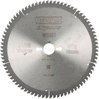 Rundsavsklinge til træ DeWalt; 260x2,6x30,0 mm; Z80; -5°