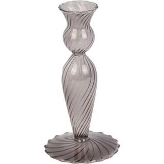 Lysestage Swirl Ø9cm glas sort