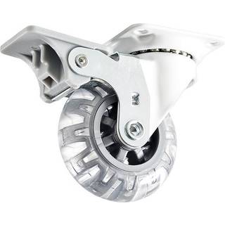 Habo 4005 møbelhjul med plade og bremse, hvid, Ø50 mm