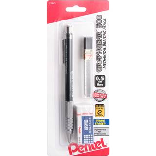 Pentel GraphGear 500 Mekanisk udkast til blyant (0,5 mm) Fine Line Refill Lead og Mini Eraser (PG525LEBP)