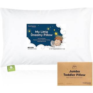 Keababies Toddler Pillow With Pillowcase Jumbo 14x20 - Blød organisk bomulds småbørn til sovende - maskine vaskbar - perfekt til rejsesæt sæt (bl
