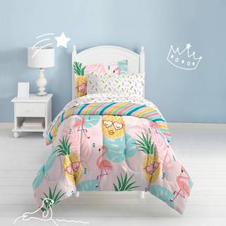 Dream Factory Easy-Wash Super Soft Microfiber Comporter Bedding Twin Pineapple Pink