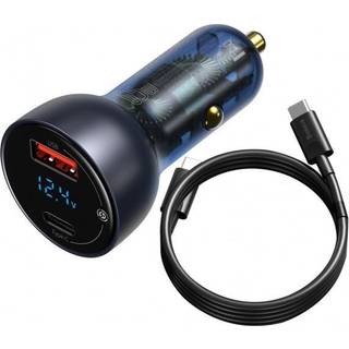 Baseus Car Charger Particular Digital Display QC+PPS 65W With Mini White USB-C Cable With E-mark Chip 1m 100W (black)