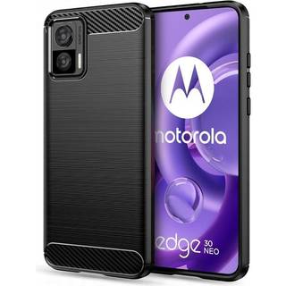 Motorola Edge 30 Neo Tech-Protect Fleksibelt Plastik Carbon Bagside Cover - Sort