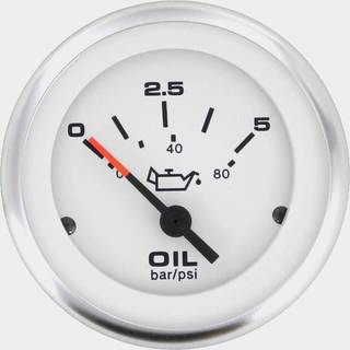 Olietryksmåler Veethree Lido, dugfri, Ø52 mm, 12 V, C, 10 - 180 Ω, sølv/hvid, 0 - 5 bar