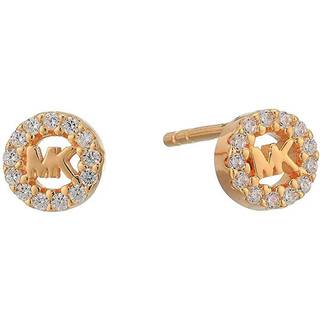 MK Precious Metal-Plated Sterling Silver Pavé Logo Studs - Rose Gold - Michael Kors - ONE SIZE