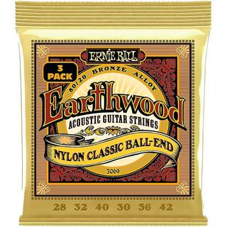 Ernie Ball 3069 Folk Nylon Clear & Gold Ball End Strings 3-Pack