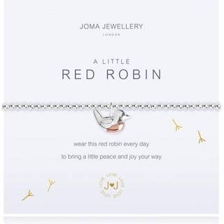 Joma A Little Red Robin Bracelet - Adjustable - Silver