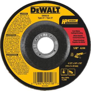 Dewalt DW4518 4-1/2 """" X 1/8 """" X 7/8 """" Generelt Metal Cutting Wheel