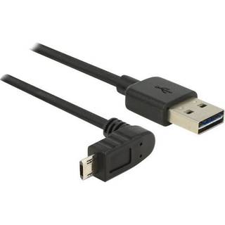 Dual Easy USB 2.0 - USB-A / Micro-B - Vinklet - Sort - 3 m