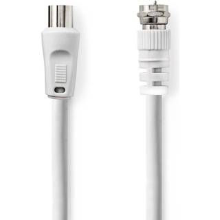 Nedis Satellit & Antennekabel | F Han Quick | IEC (Coax) Han | Nikkelplateret | 30 dB | 75 Ohm | Dobbelt afskærmet | 5.00 m | Runde | PVC | Hvid | Konvolut