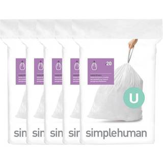 Simplehuman Kode U skræddersyede affaldsposer, pakke med 20, hvid