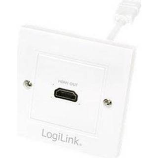 LogiLink HDMI wall plate 1-port with HDMI-A cable F/F 4K/30 Hz white
