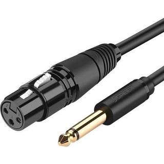 Ugreen XLR-lyd-/mikrofonkabel (hun) til 6,35 mm stik (han), 2m - Sort