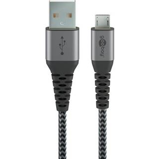 Goobay Textile USB-A/Micro USB kabel - Sølv - 2 m