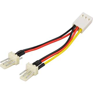 DELTACO Fan Power Splitter til 3-pins stik, (1xhan til 2xhun)