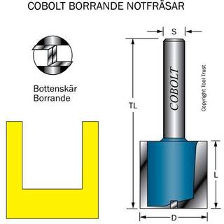 Cobolt HM-notfræser 25 mm, med bundskær